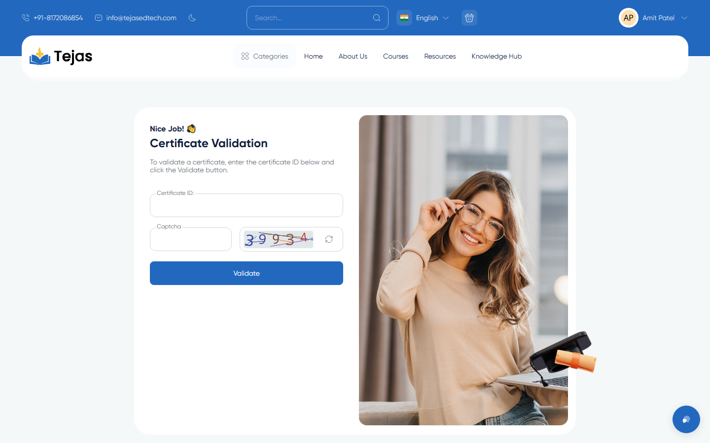 Certificate validation page