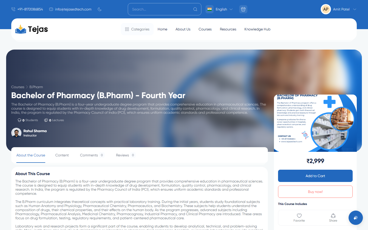 Course page with Add to Cart button