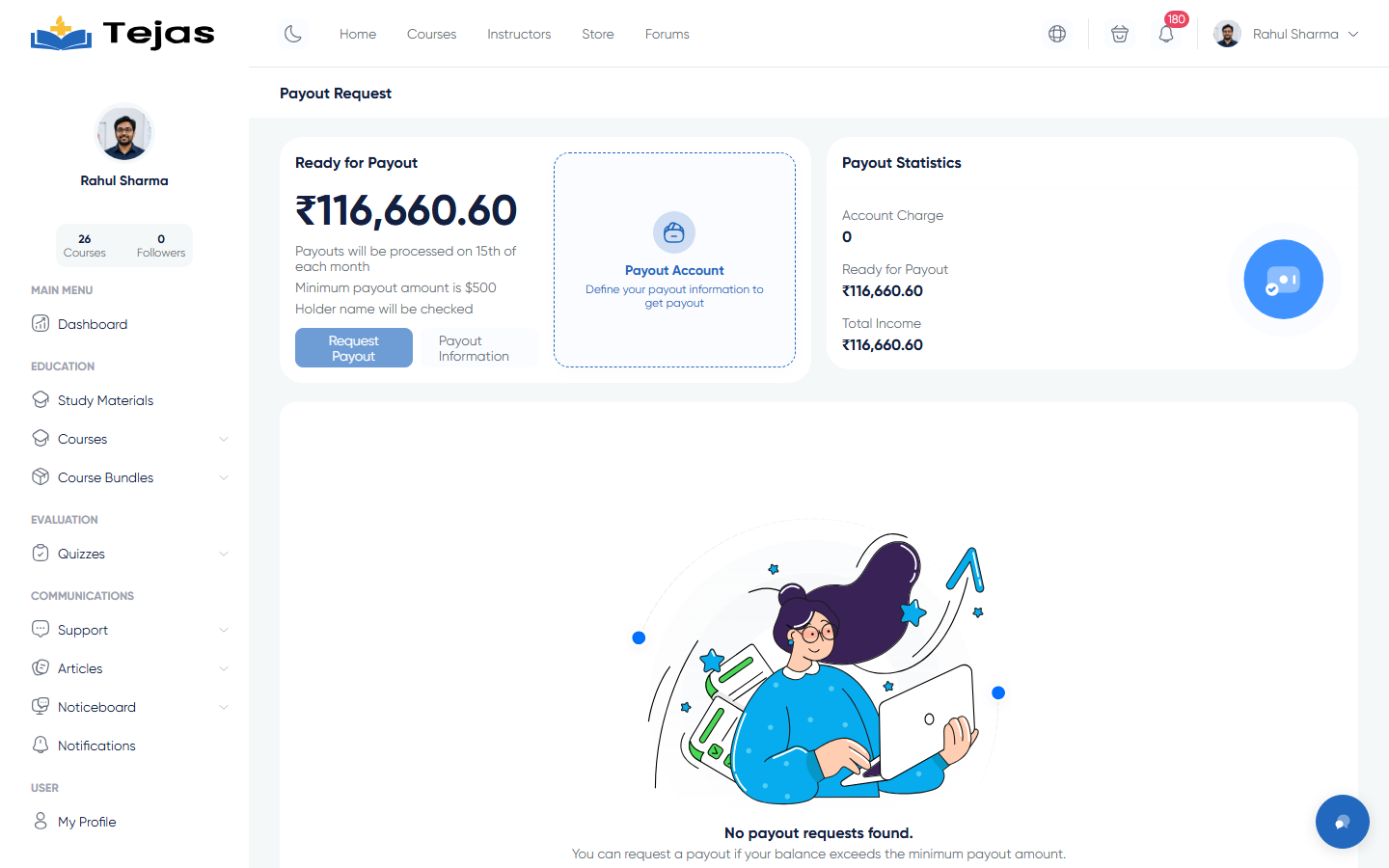Payout request page