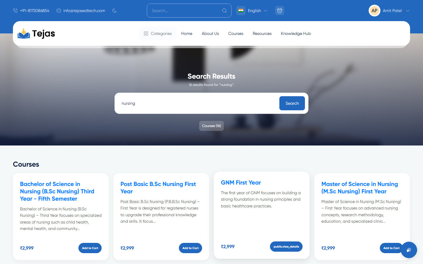 Search results page